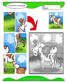 Puzzle Kes Yapıştır Çalışma Sayfaları